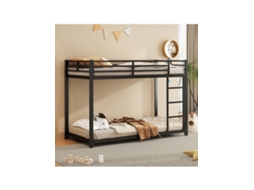 Cama Infantil Beliche 90x200cm Em Ferro Preto, Design Clássico E Resistente, Estrutura De Cama Dupla Hvorstur