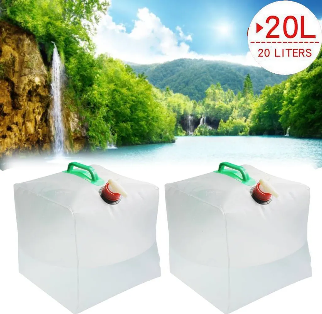 Kit Com 2 Sacolas De Água Dobráveis ​​de 20l, Recipiente Portátil Grande Para Água, Galão Bolsa Camping, Reservatório -aquaforge