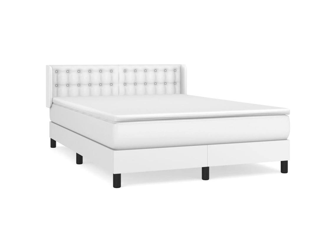 Cama com Molas Couro Artificial Branco MAISON EXCLUSIVE 140x200 cm