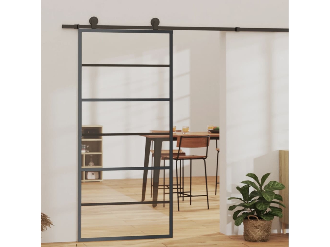 Vidaxl Porta Deslizante C/ Conj. Ferragens 90x205cm Vidro Esg/alumínio