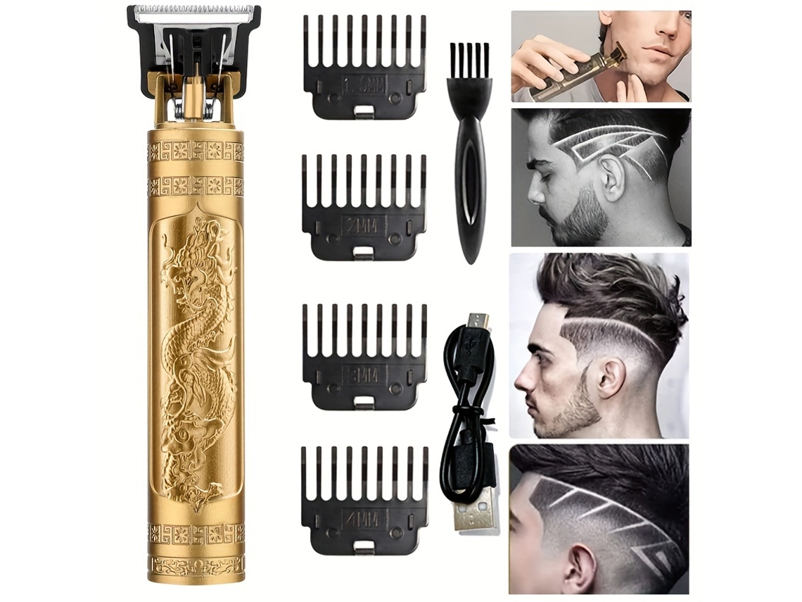 Máquina De Cortar Cabelo Elétrica Sem Fio Profissional T9 Ouro Siurn