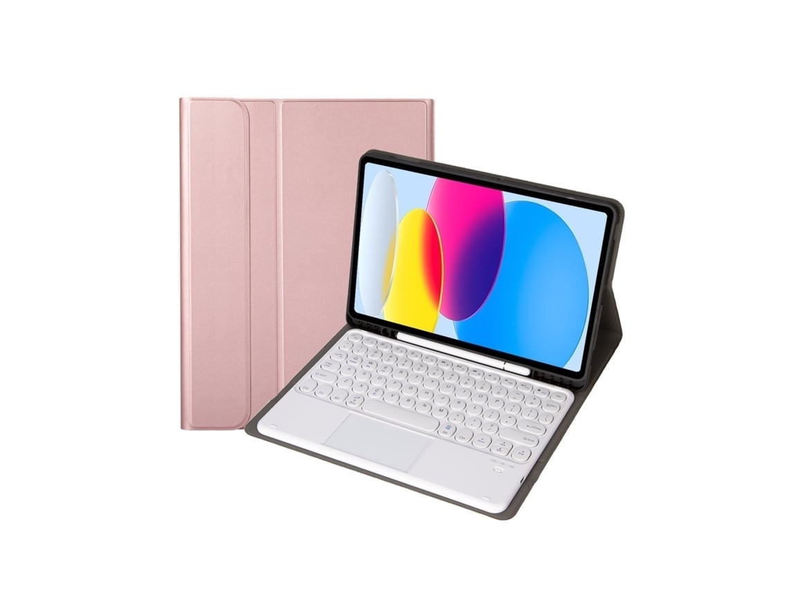 Capa Com Teclado Para Tablet Lurelia, Compatível Com Samsung Galaxy Tab S6 Lite 10.4 P610/615 2022, Ouro Rosa, Teclado Bluetooth, Fixação Magnética