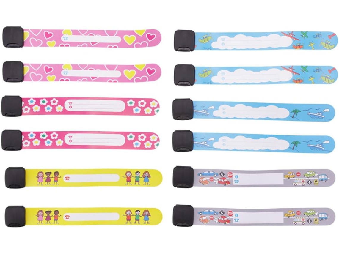 Pulseira De Pvc Com Desenho Animado, Sistema Anti Perda, Fecho De Segurança, Alarme E Espaço Para Anotações À Mão