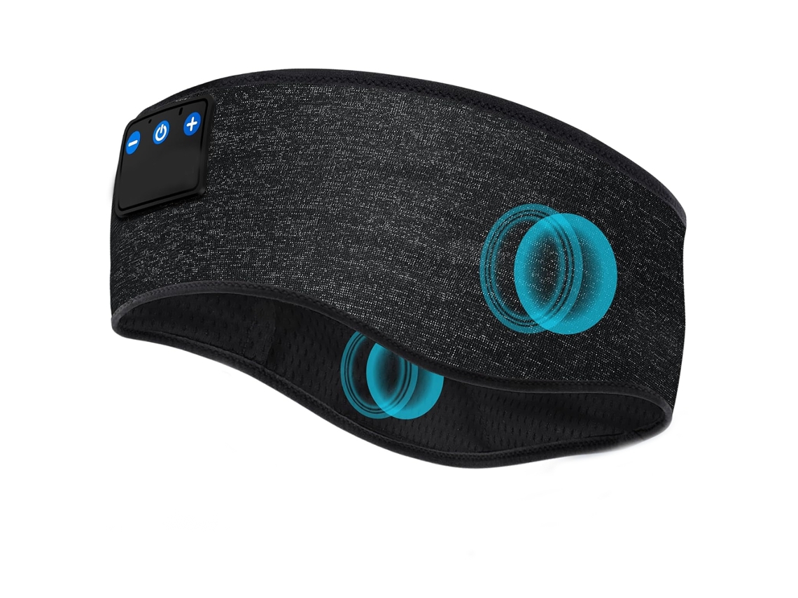 Faixa cabeça Bluetooth para dormir com máscara música dormir alto-falantes estéreo HD finos para travessas laterais esportes Preto JIAPEI