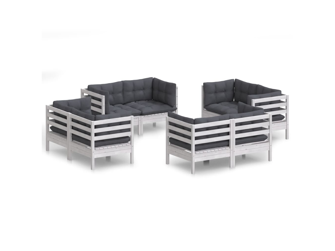 Conjunto de 8 Garden Lounge com Almofadões Pinho Antracite MAISON EXCLUSIVE