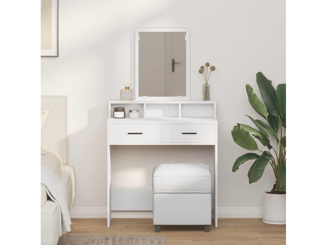 Vidaxl Mesa De Vestir Branco 79 X 41 X 140 Cm Derivados De Madeira