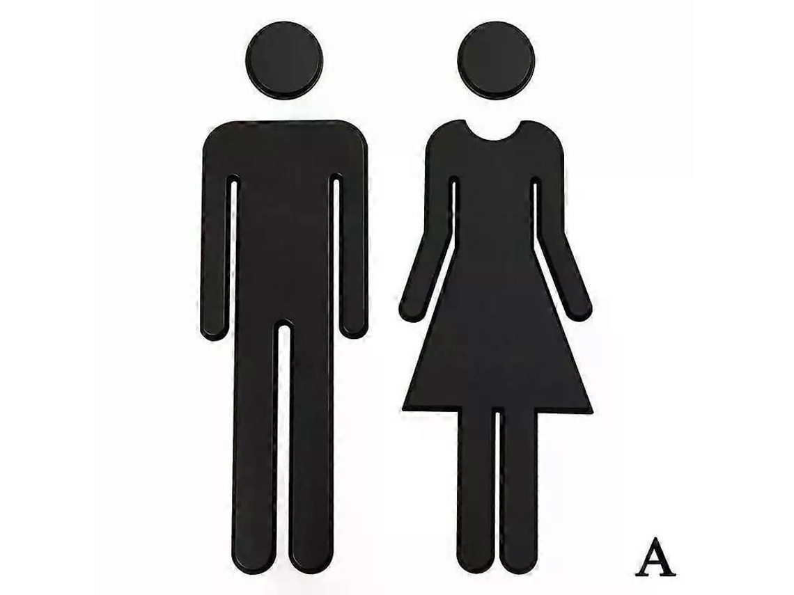 Sinal De Banheiro Para Homens E Mulheres Em Acrílico, 20x6.5cm, 2 Unidades, Bordas Lisas, Sem Desbotamento Preto