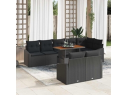 Vidaxl Conjunto De Sofá De Jardim 9 Unid. Preto E Marrom