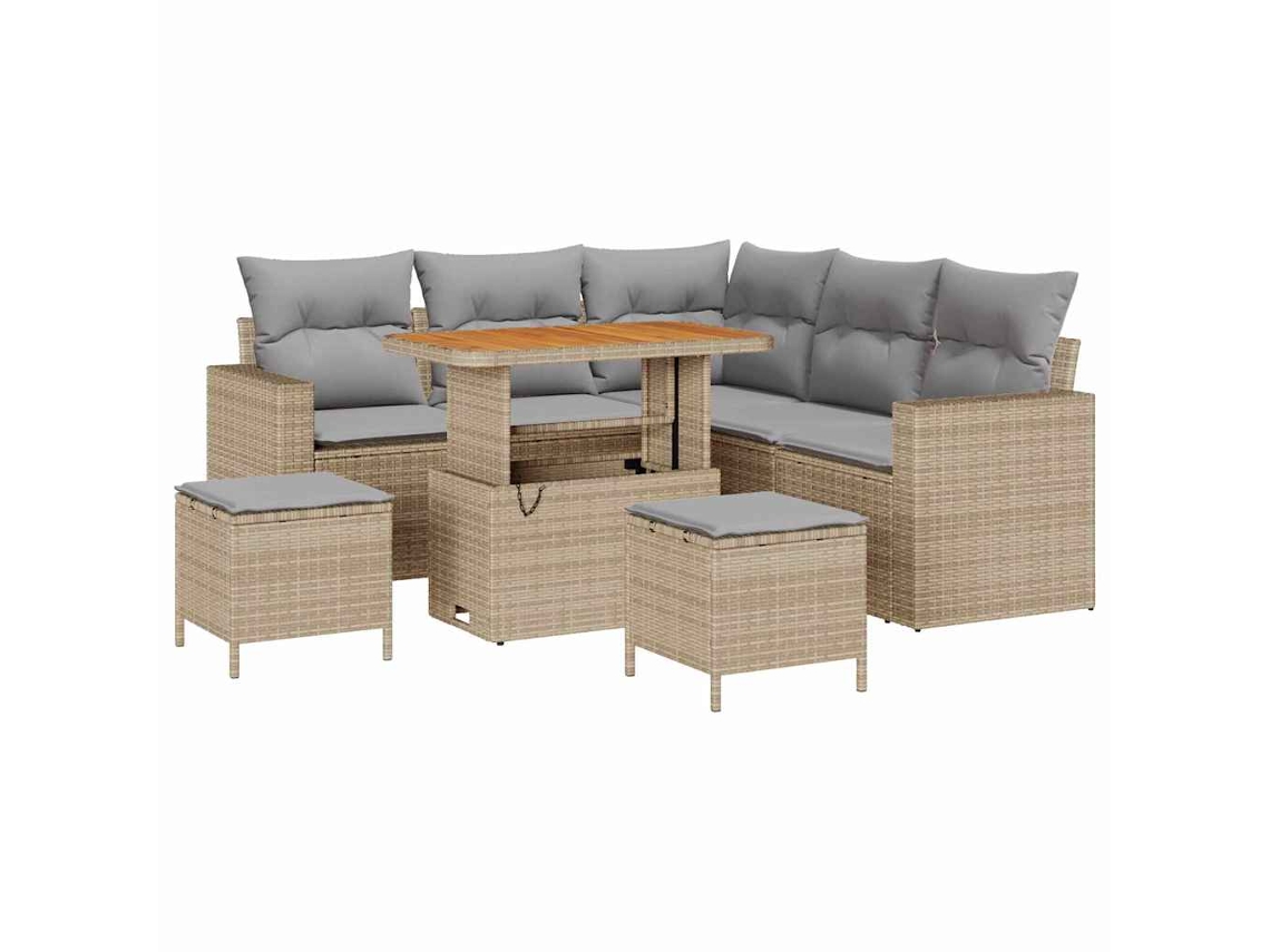 Maison Exclusive - Conjunto De Sofá De Jardim 9 Pcs Bege E Cinza Claro Vime Pe