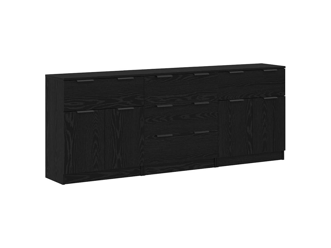 Buffet 3 Peças Carvalho Preto 181x30x70 cm Madeira Processada MAISON EXCLUSIVE