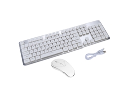 Kit Teclado e Mouse Gaming sem fio LAXISCREED recarregável com luz de fundo