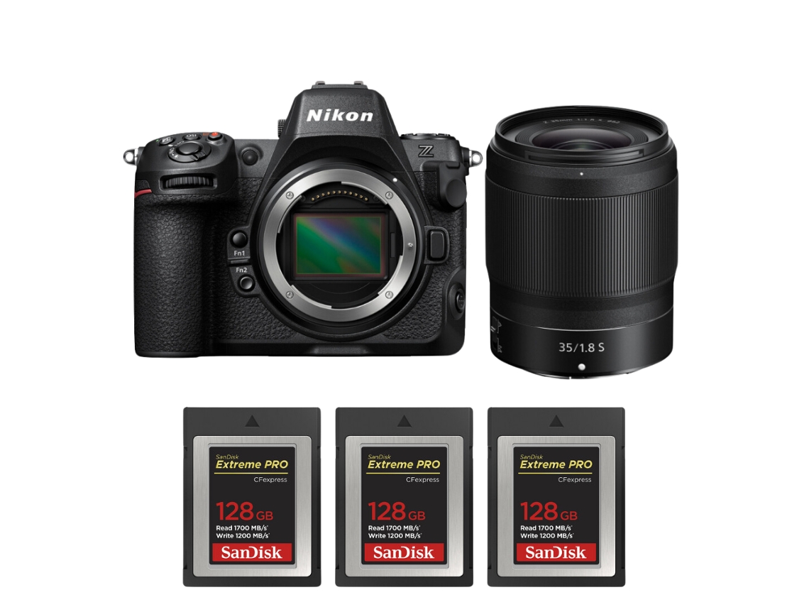 Z8 + Z 35mm F/1.8 S + 3 Sandisk 128gb Extreme Pro Cfexpress Type B Máquina Fotográfica Híbrida Full frame + Ebook Pricedirect NIKON