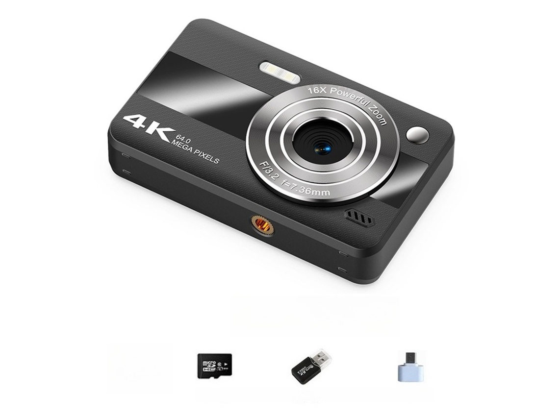 Câmara Digital Tela Ips Hd De 2,4 Polegadas, Zoom De 16x (preto - Cartão De 32 Gb) Cuich