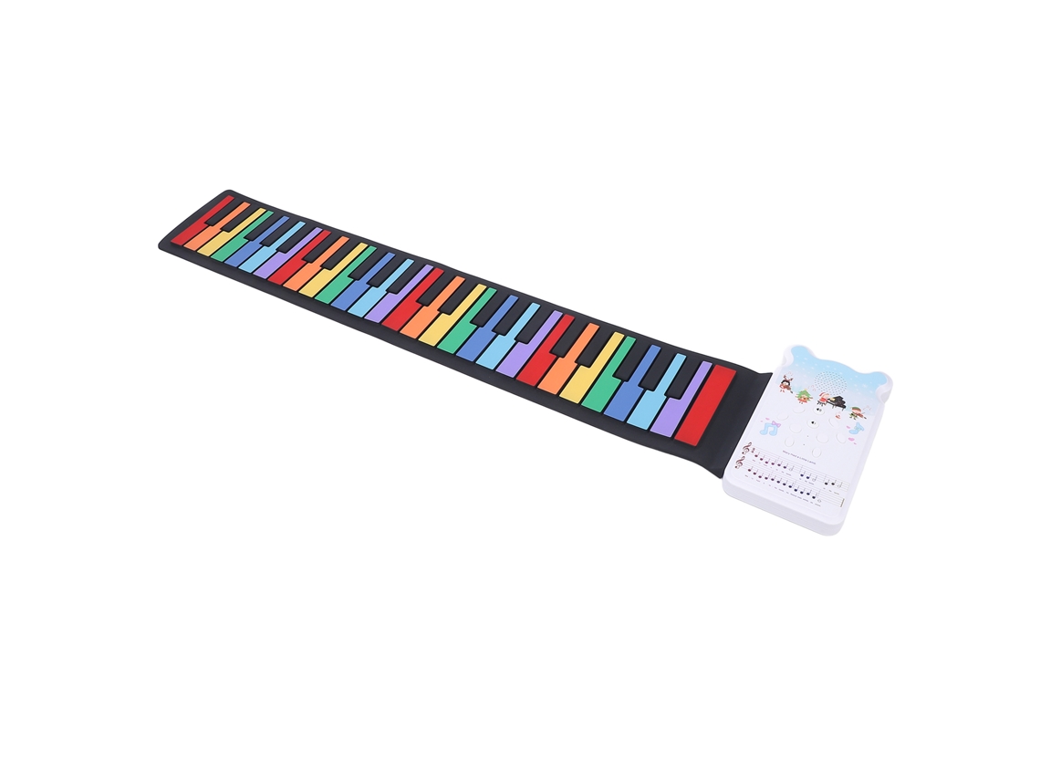 Primerox piano Enrollável 49 Teclas com Alto falante Usb Recarregável Silicone Portátil Colorido