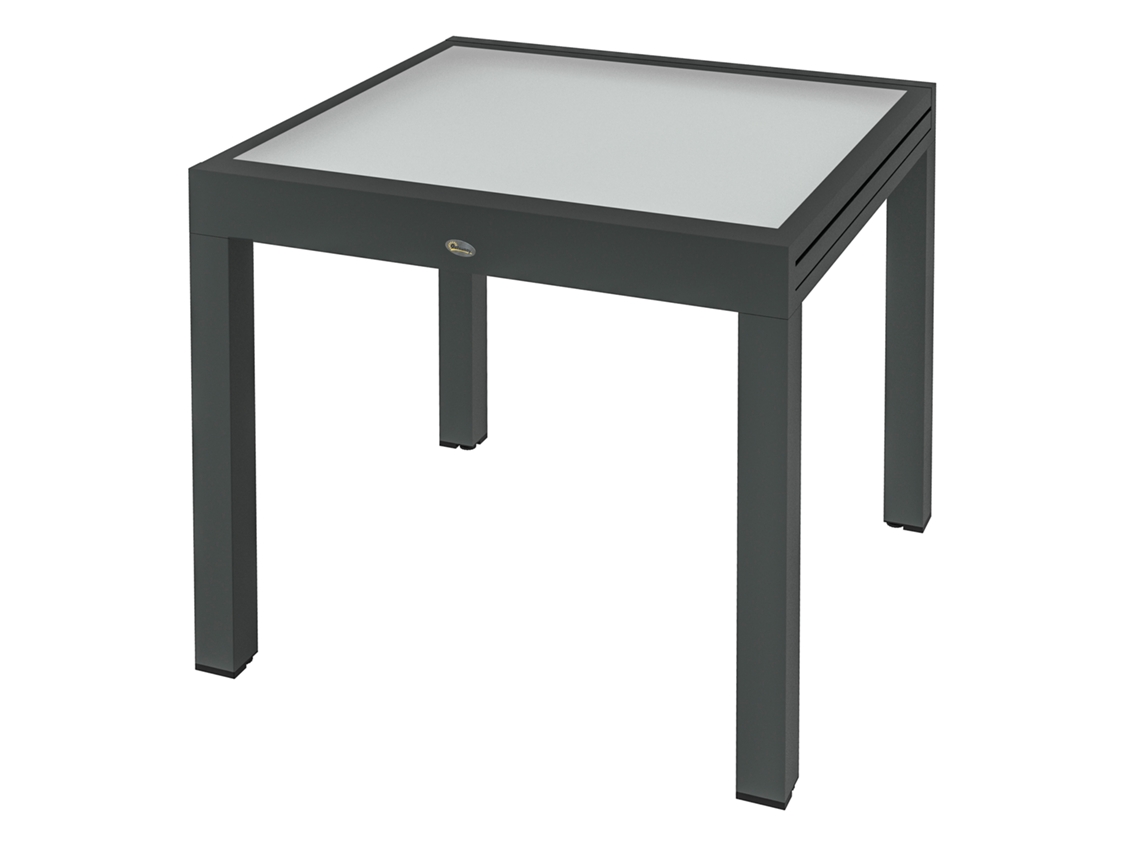 Mesa Extensível Jardim 160x80x75cm Em Alumínio Com Tampo Vidro Transparente