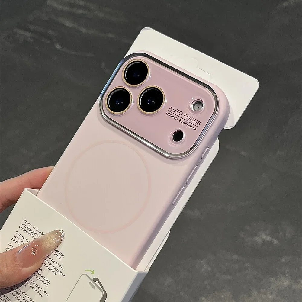 Capa Protetora Magnética De Silicone Líquido (rosa Para Iphone 16) Com Lente De Vidro.