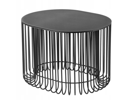 Mesa Mesa De Jardín Metal Balcón Café Terraza Negro Decorativa 58x45 Kadax