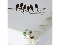 Adesivos De Vinil Muraux Decoração Murale Diy Automeia-calça Branche Noire Oiseau Família Chambre Decoração Mur Arte 57cm X 82cm