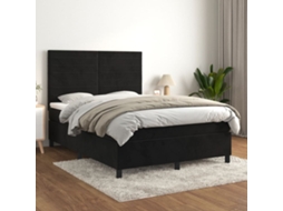 Vidaxl Cama Com Molas/colchão 140x200 Cm Veludo Preto