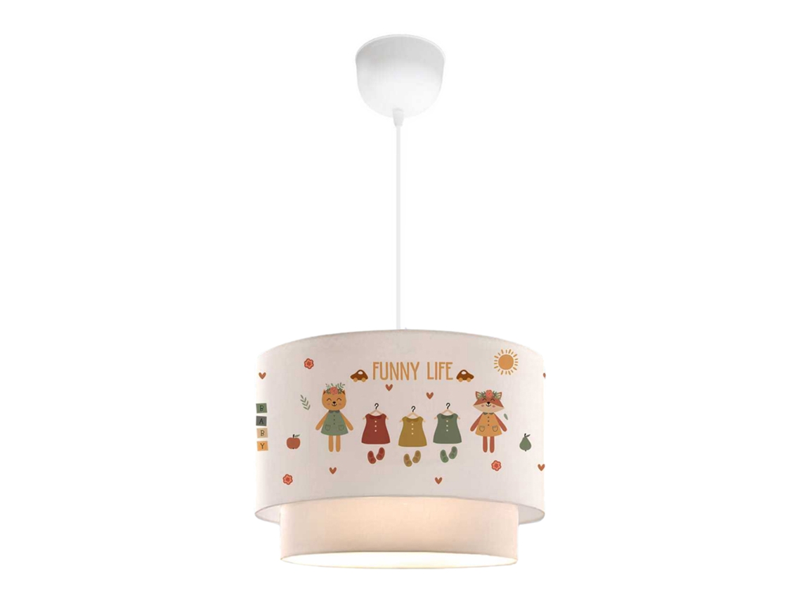 Candeeiro Suspenso Para Crianças Lurgan Com Motivo De Animais Com Roupa Branco Lux.pro