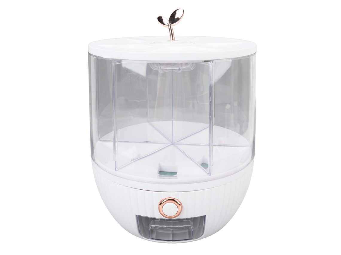 Dispensador De Arroz Rotatório 360 Graus 6 Compartimentos Contêiner De Grãos 10kg Branco