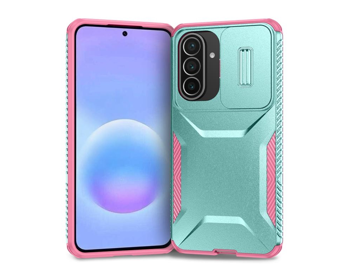 Capa Para Samsung Galaxy A36, Capa À Prova De Choque Com Tampa Deslizante Para Lente (ciano) Digitallab