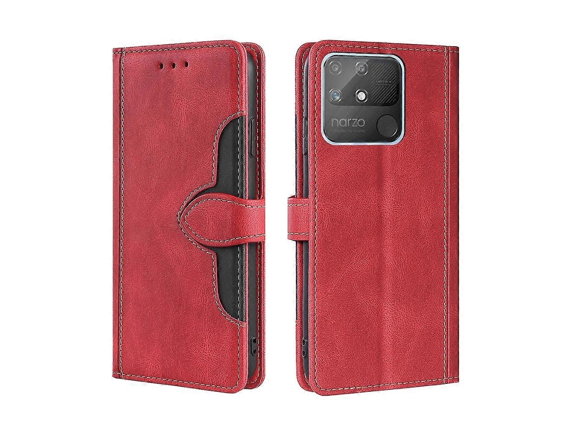 Capa De Couro Com Fivela Magnética Para Oppo Realme Narzo 50a Com Sensação De Pele E Chapéu De Palha