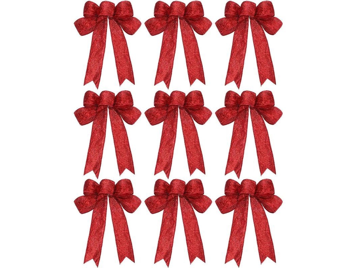 Lazos De Ribbon Navideños Con Brillo Para Decoración De Fiesta Navideña, Árbol Y Regalos