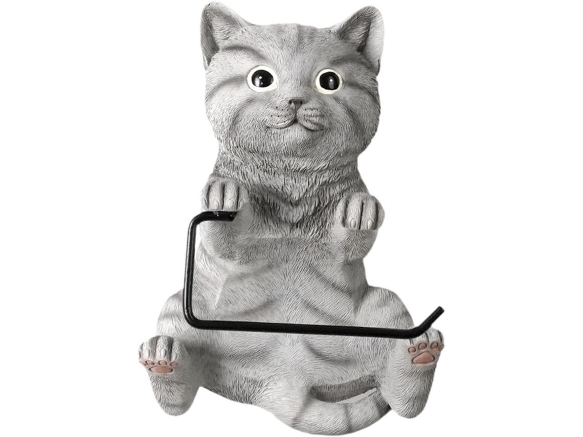 Porta Papel Higiênico Em Formato De Gato, Resistente, De Alta Qualidade, Acessório Original, Cinza