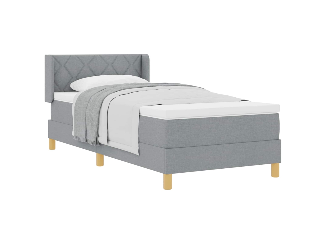 Cama com Estrado com Colchão Cinzento Claro 100x200 cm Tecido MAISON EXCLUSIVE