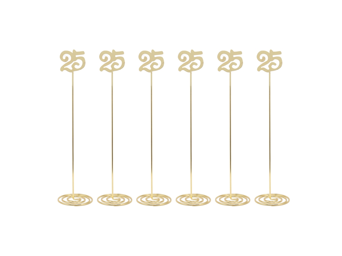 6pcs Números de Mesa de Metal Antirroto Con Base para Banquete Boda Fiesta Recepción Número 25