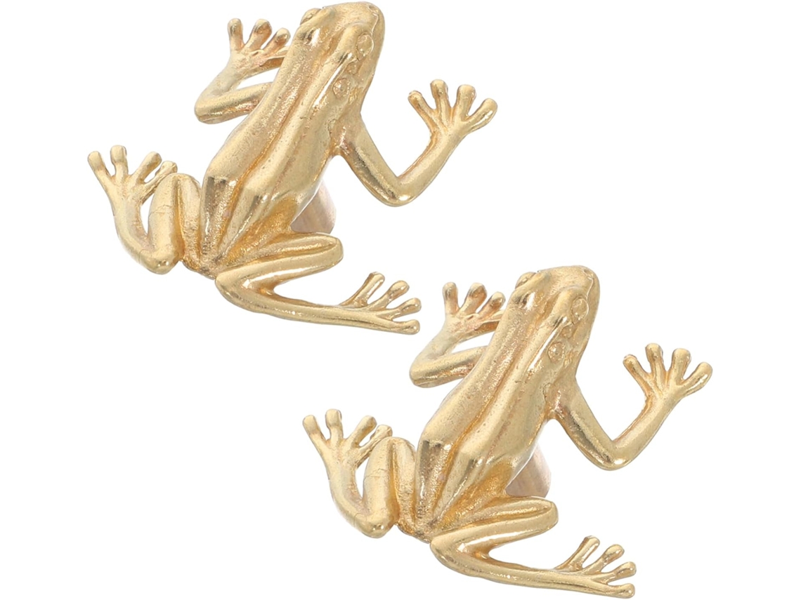 Puxador De Porta Amosfun Com Design Sapo Em Latão 2 Peças, Dourado, Resistente À Oxidação, Confortável Para Closet E