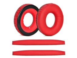 Set De Almofadas Zruxe Para Auscultadores Sennheiser Hd25 Pele Ecológica Vermelho (2 Pares, Substituição)
