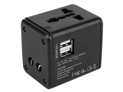 Adaptador De Tomada Internacional Com 2 Usb Para Viagens 110~250v 6a Design Compacto Preto