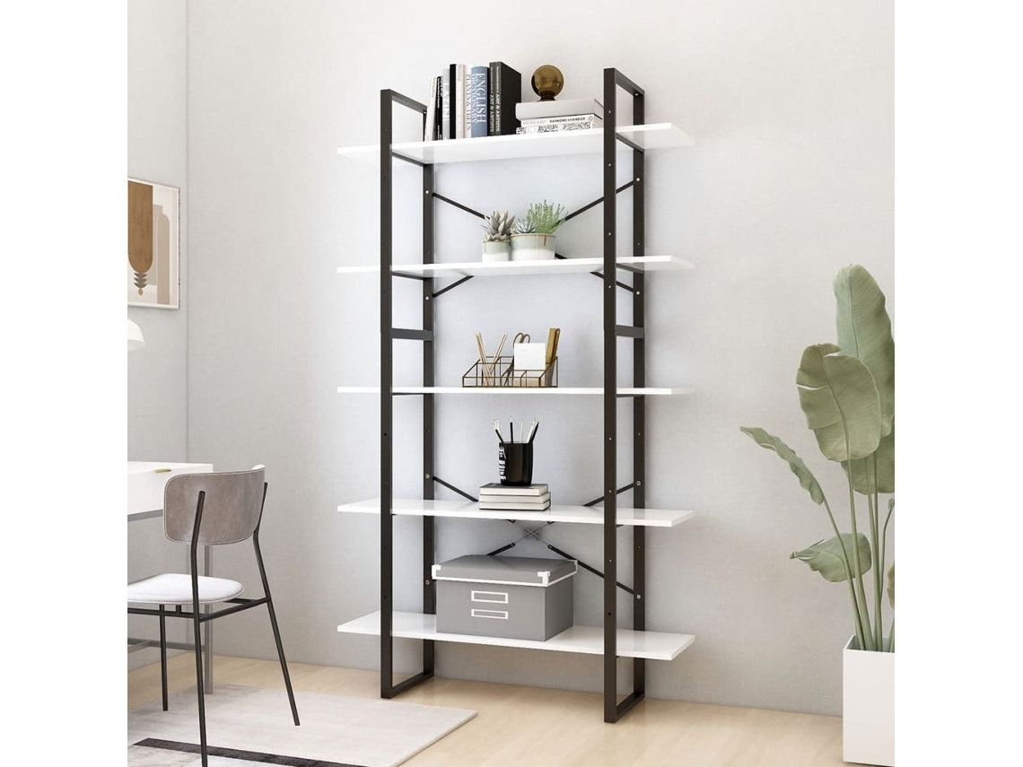 Vidaxl Estante Com 5 Prateleiras 100x30x175cm Derivados Madeira Branco