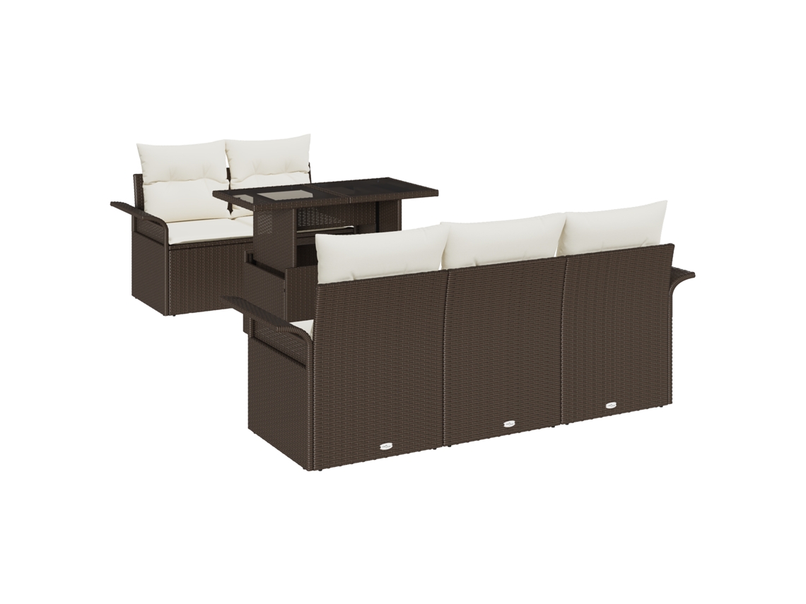 Conjunto 6 De Sofá De Jardim De Vidaxl Com Almofadas Marrom Sintético Rattan