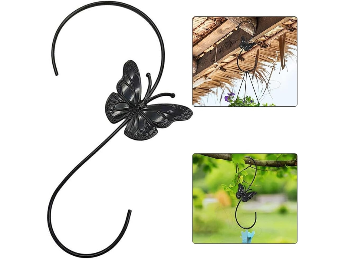 Conjunto De 3 Ganchos Metal Reforçados Comedouros Pássaros, Vasos De Flores E Decoração Jardim, Resistentes À