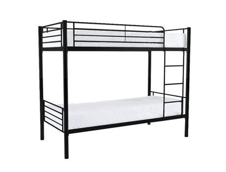 Beliche Duplo 90Cm Metal As110 Preto 2 Colchões 90X190Cm SALDOSYSTOCKS