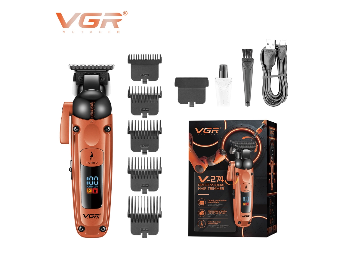 (laranja-avermelhado) Máquina De Cortar Cabelo Elétrica Com Visor Digital, Função De Roda E Função De Aumento De Velocidade.