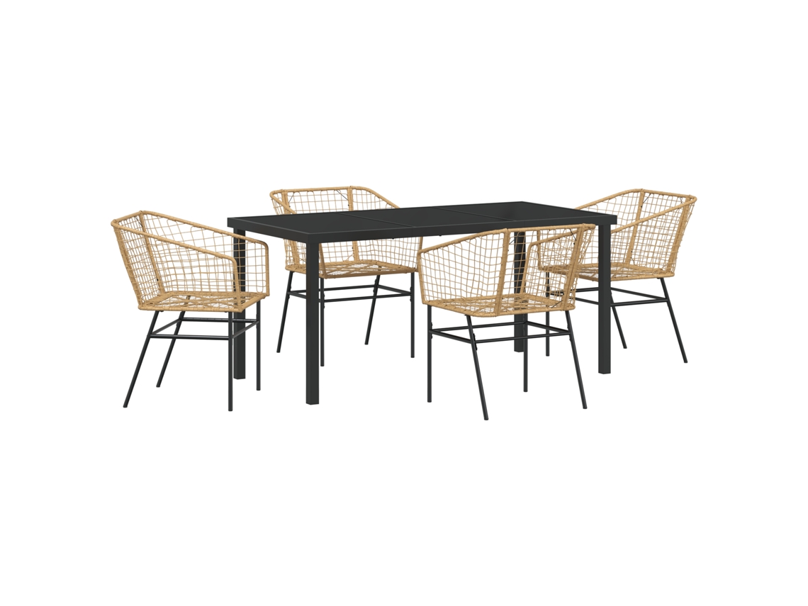 Conjunto 5 De Jantar De Jardim Vidaxl Marrom Rattan Sintético