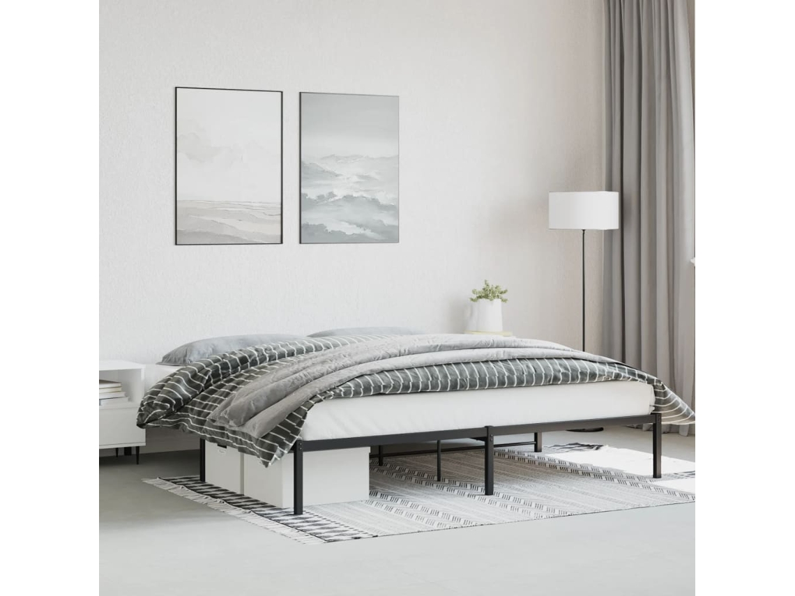 Vidaxl Estrutura De Cama 200x200 Cm Metal Preto