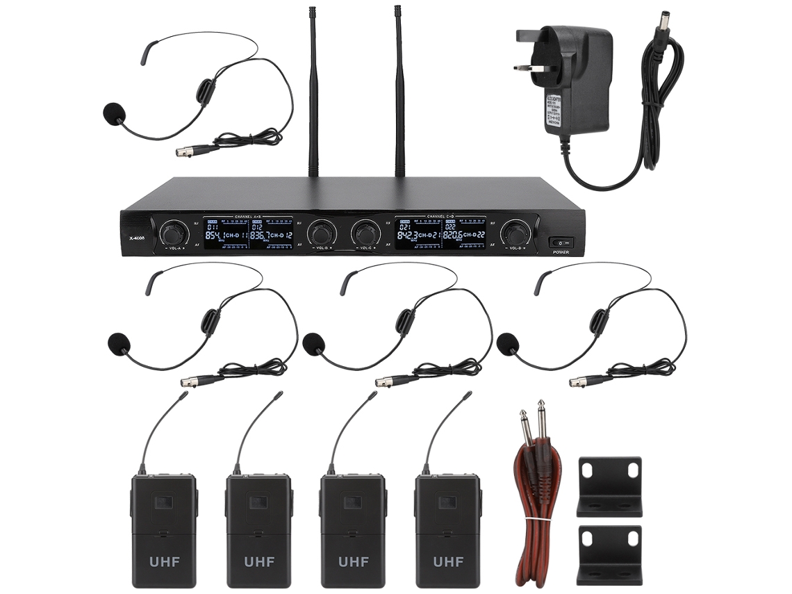 Kit De Microfones Profissional 4 Canais 2 Antenas