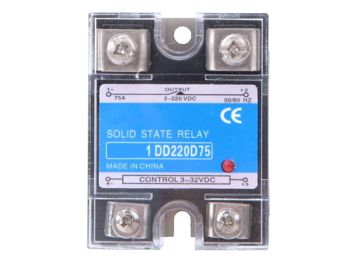 Rele de Estado Sólido Cc cc Ssr Entrada 3 32vdc Saída 5 220vdc Controle 75a com Placa Radiante Led | S/MARCA