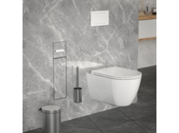 Suporte embutido LuxeBath de papel higiênico e escova com tampa em aço cromado 60x20 cm