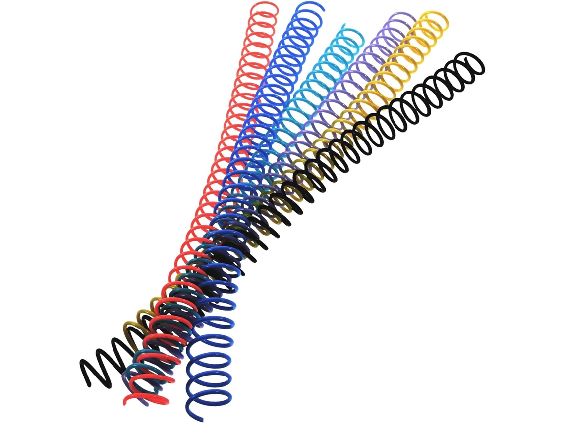 Argolas para pastas de folhas soltas, conjunto de 6 peças, multicoloridas: amarelo, marrom, azul, verde, rosa e vermelho.