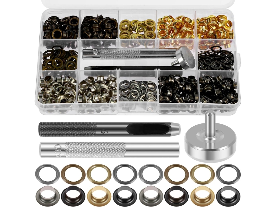 Kit Com 400 Ilhós De 3/16 Polegadas, Ferramenta Perfuração, Latão Em
