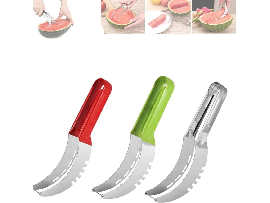 Cortador De Melancia, 3 Partes Em Aço Inoxidável, Cortador De Frutas Para Melancia E Salada
