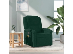 Vidaxl Poltrona De Massagens Reclinável Veludo Verde-escuro