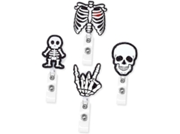 Cabilock Porta Crachás Retrátil De 4 Peças Com Design De Caveira Em Acrílico E Metal, Clipe Confiável Seguranças E