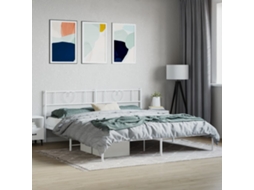 Vidaxl Estrutura De Cama Com Cabeceira 200x200 Cm Metal Branco